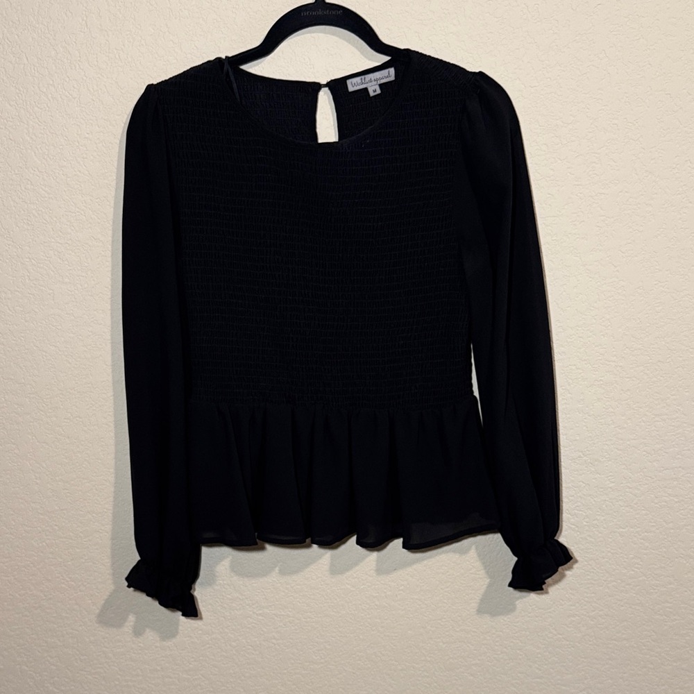 Wishlist Black Blouse with Ruffle Details